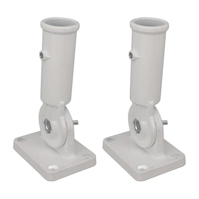 2 Stuks Verstelbare Vlaggenstokhouder Aluminiumlegering Metaal Wandmontage 180 Graden Multi Positie Beugel voor Buiten Huis white