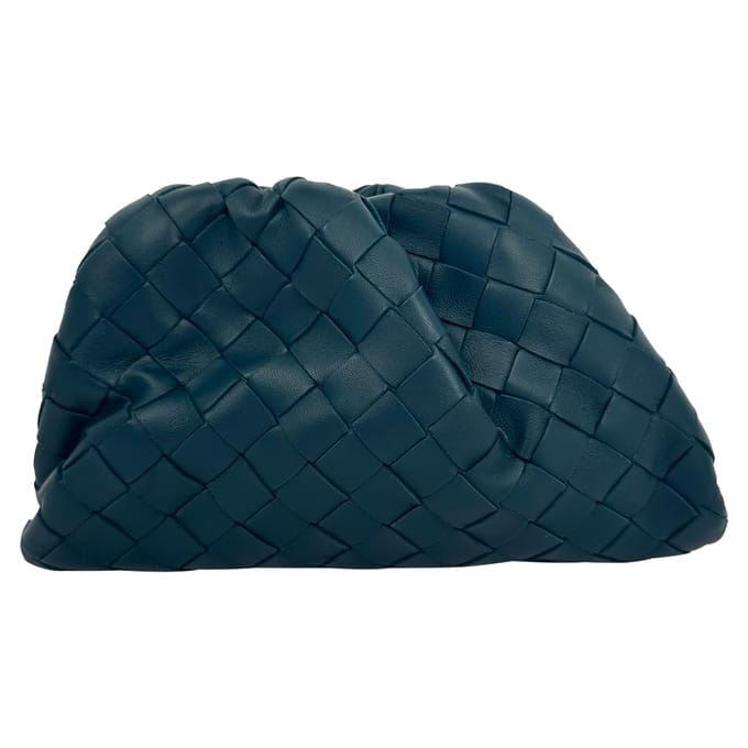 Mini-etui van Bottega Veneta Intrecciato nappa in turkoois leer