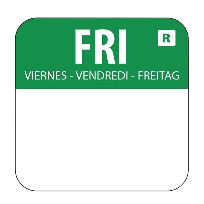 Hygiplas Verwijderbare kleurgecodeerde voedseletiketten Vrijdag (1000 stuks)