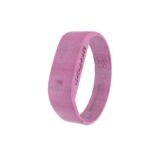 TOO LATE - Led horloge Glitter - siliconen - fuchsia - polsmaat L