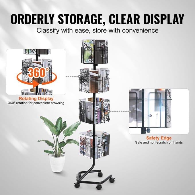 Brochure Displayrek 32 Vakken Roterende Literatuur Display Stand 5 Wielen