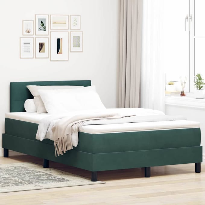 vidaXL - Boxspring - bed - met - matras - Donkergroen - 120 - x - 200 - cm - Fluweel