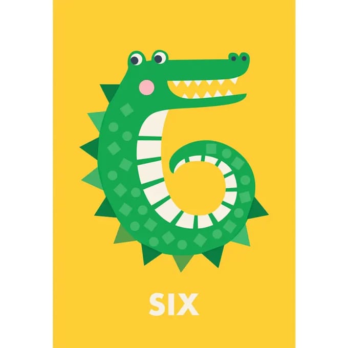Verjaardagskaart krokodil zes Rex London