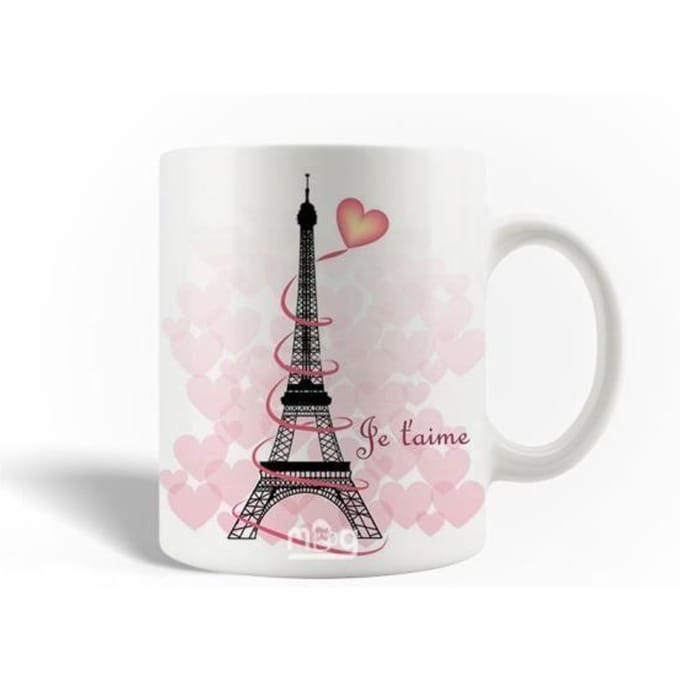 Mug en Céramique Je t'aime La tour Eiffel Paris France Coeurs Rouges