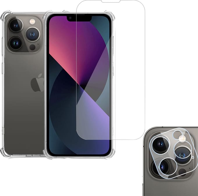 Geschikt voor iPhone 14 Plus Hoesje + Screenprotector + Camera Beschermglas – Gehard Glas Screen Cover Protector