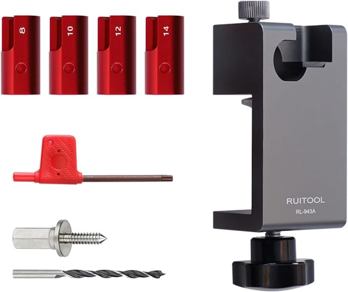 Verstelbare Deuvel Maker - Pen Maken Tool - Houtbewerking Projecten - Vierzijdige Bladen - 8-14mm Maten - Aluminium
