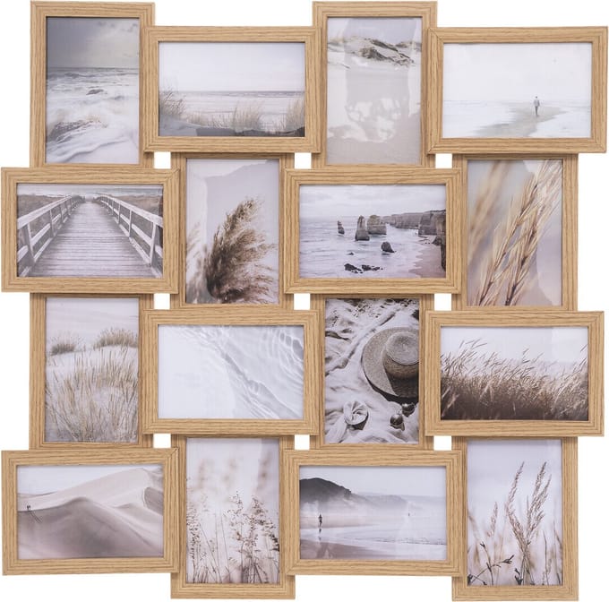 Fotokader - 16 Foto's - Hout - 58 x 58 cm