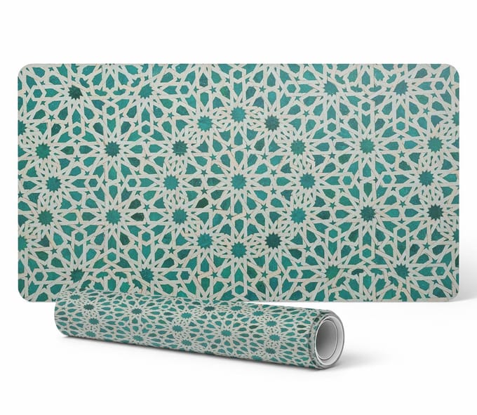 Vinyl bureauonderlegger met geometrische arabeskprint 90x45 cm