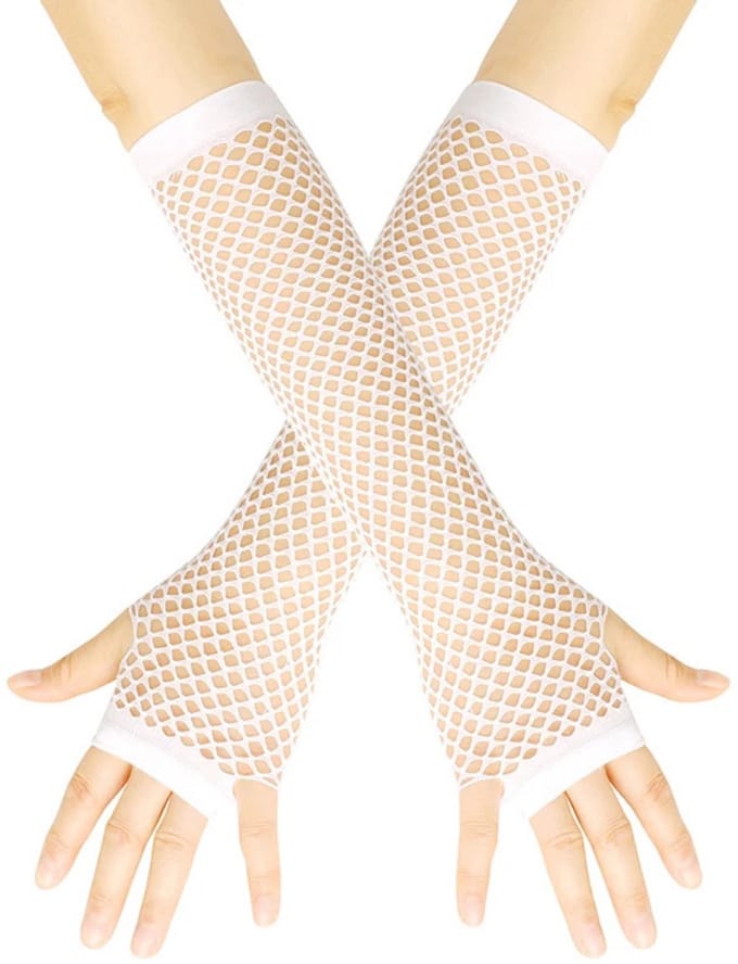 Nethandschoenen Wit - Vingerloze mesh visnet handschoenen dames
