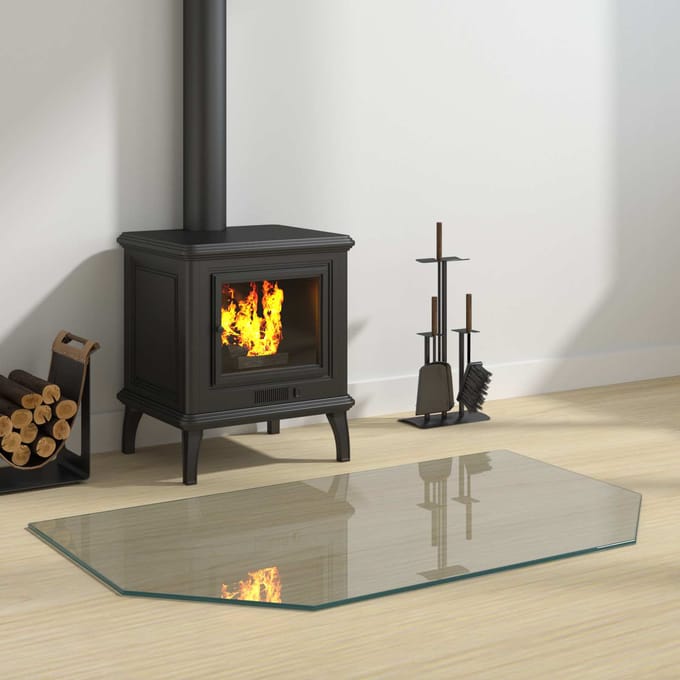 vidaXL Vuurplaats Glazen Plaat Transparant 100 x 60 cm Glas