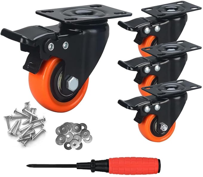 Zware Meubelwielen met Rem 38mm - Dubbele Lager Trolley Wielen PU