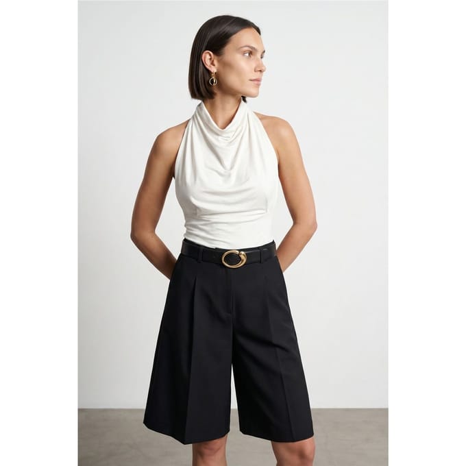 Getailleerde Mouwloze Blouse met Ceintuurlijn