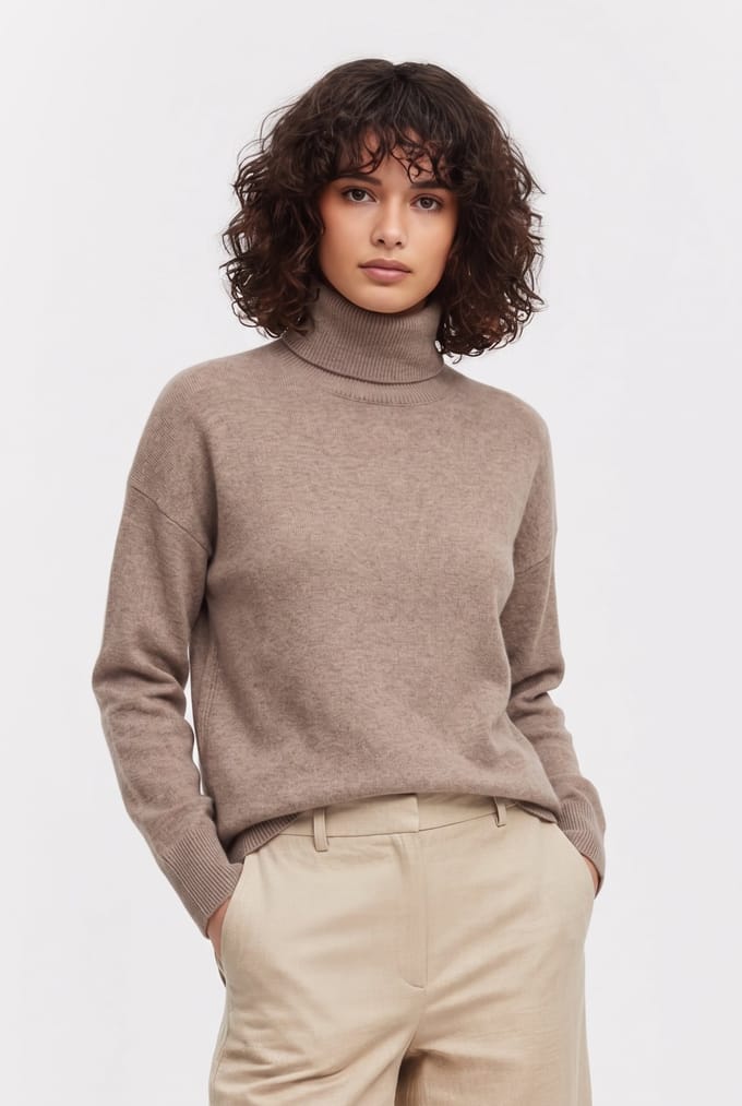 AllSaints Gala Roll Neck Oat Brown Maat: S | Sweaters Outlet | Dames | Bruin