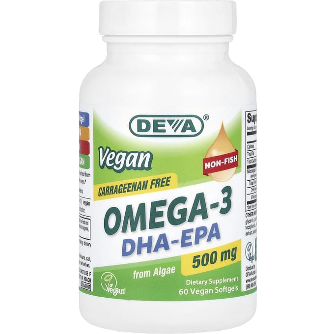 Vegan Omega 3, DHA-Eicosapentaeenzuur, 500 mg, 60 Plantaardige Softgels