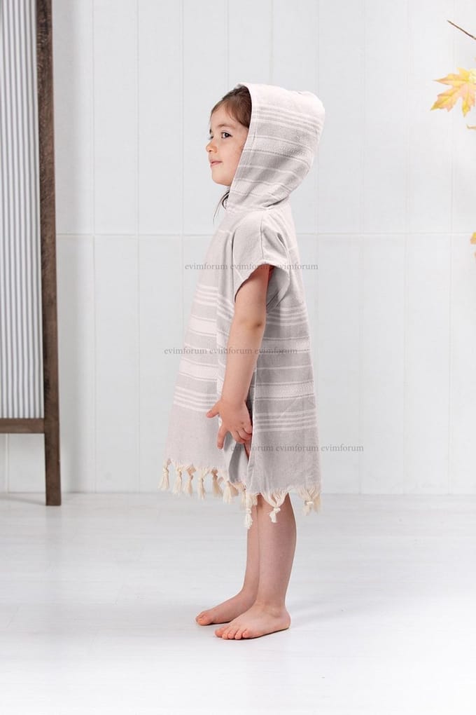 Jaju Baby - Kinderponcho - Badjas - Katoen - Bruin - 7/8 Jaar