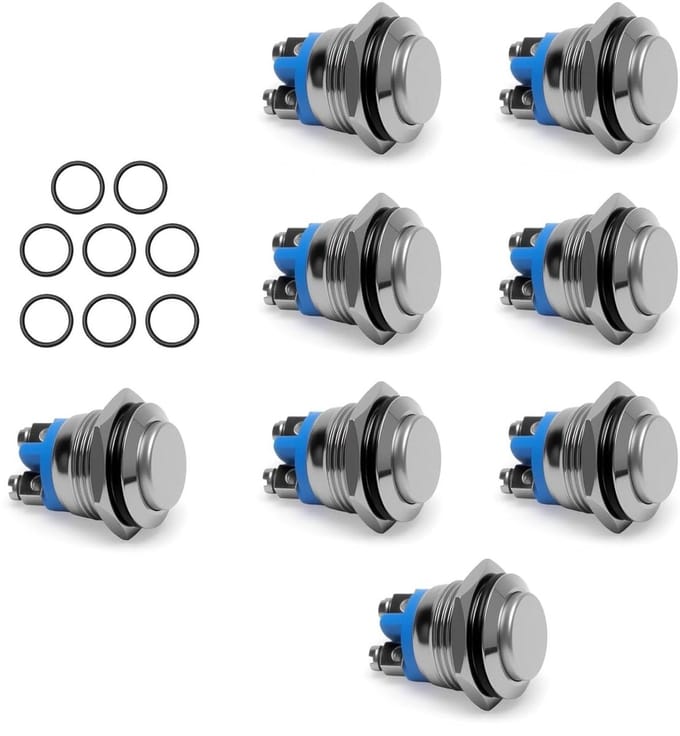 Drukknopjes voor auto claxons - Waterdichte schakelaar 16 mm - 8 stuks