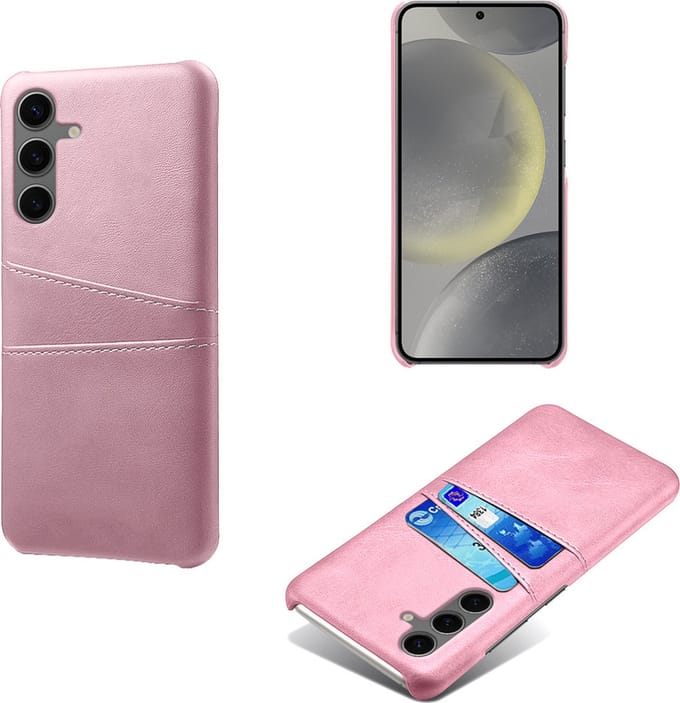 Backcover met Opbergvakjes + PMMA Screenprotector voor Galaxy S24 FE _ Roze Goud