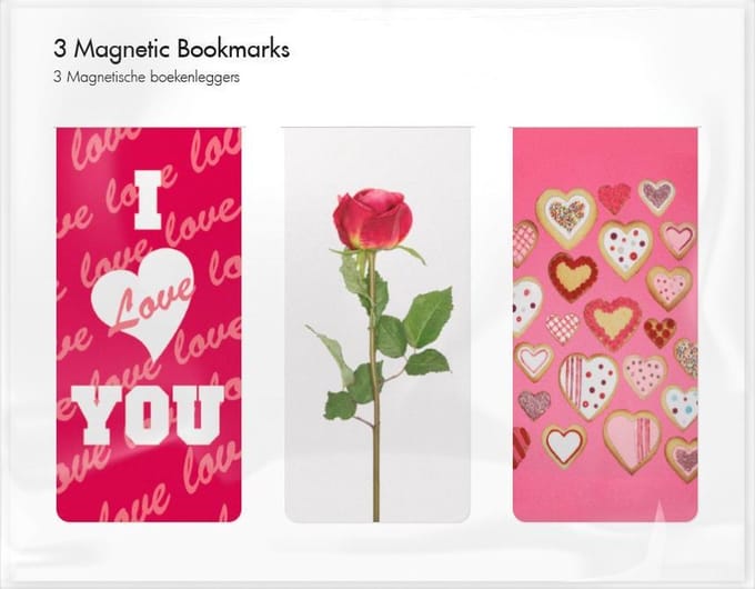 Set van 3 magnetische boekenleggers, I love you