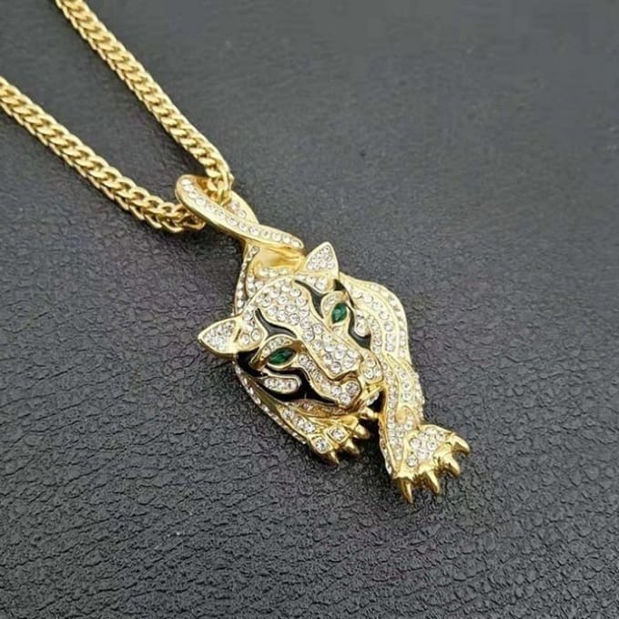 Heren Mode Sieraden Cheetah Dier Hanger Ketting Sieraden beige