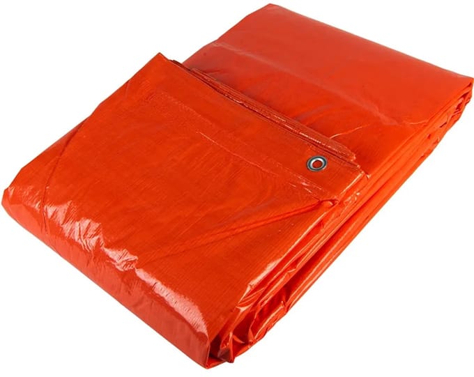 Afdekzeilwinkel - 4x5 oranje 100gr afdekzeil met zeilringen - bouwzeil
