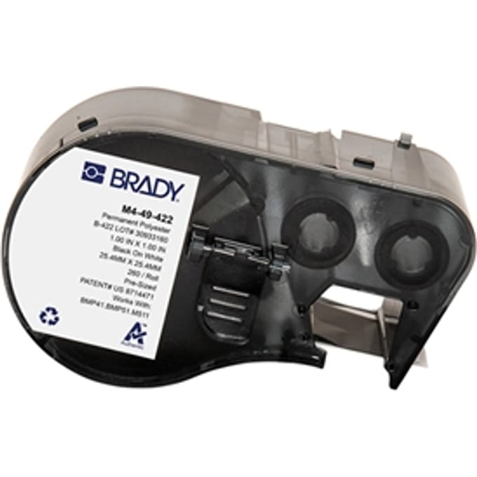 Brady M4-49-422 permanent polyester labels zwart op wit | 25,4 mm x 25,4 mm (origineel)