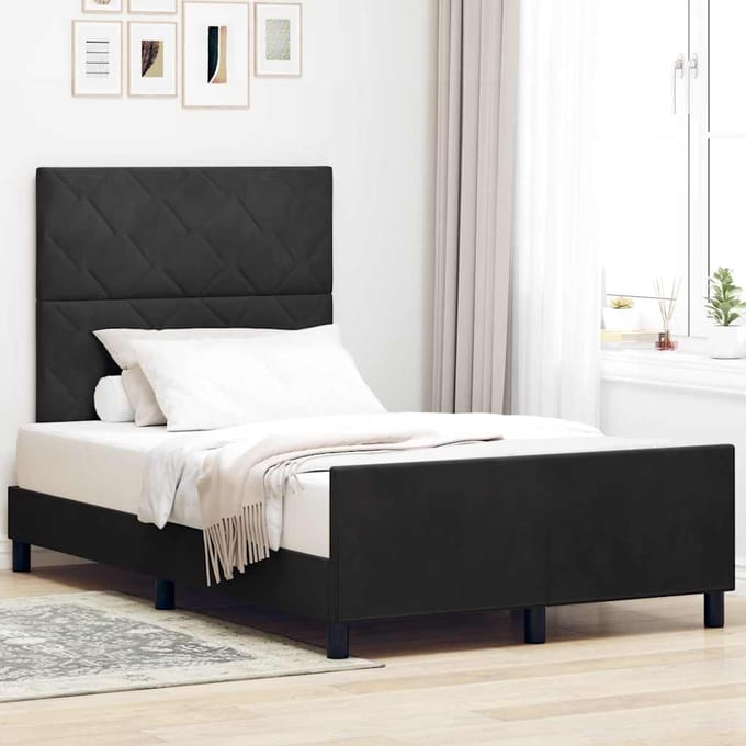 vidaXL - Boxspring - bed - met - hoofdeinde - Zwart - 120 - x - 190 - cm - Fluweel
