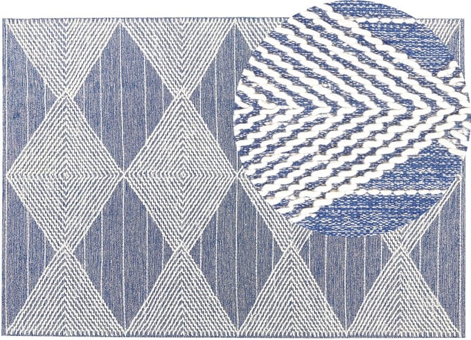 DATCA - Laagpolig vloerkleed - Blauw - 160 x 230 cm - Wol