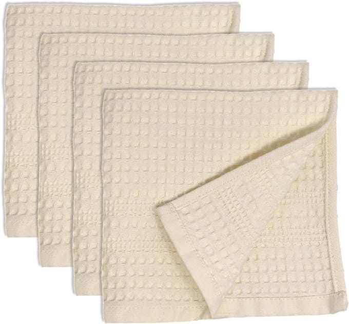 Wafelhanddoek Set van 4, Sneldrogend en Absorberend Katoen Voor Gezicht en Lichaam