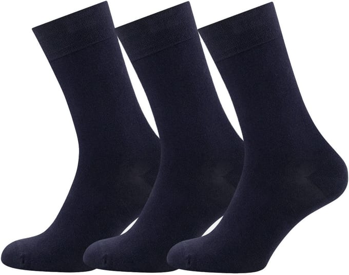 Bamboo Basics Donker Blauwe Sokken Beau - 3-pack - Maat 41-46 - Bamboe Sokken - Normale Sokken