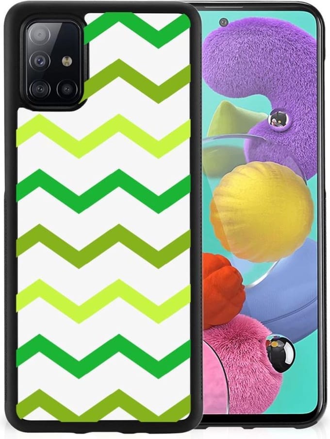 Samsung Galaxy A51 Bumper Case Zigzag Groen