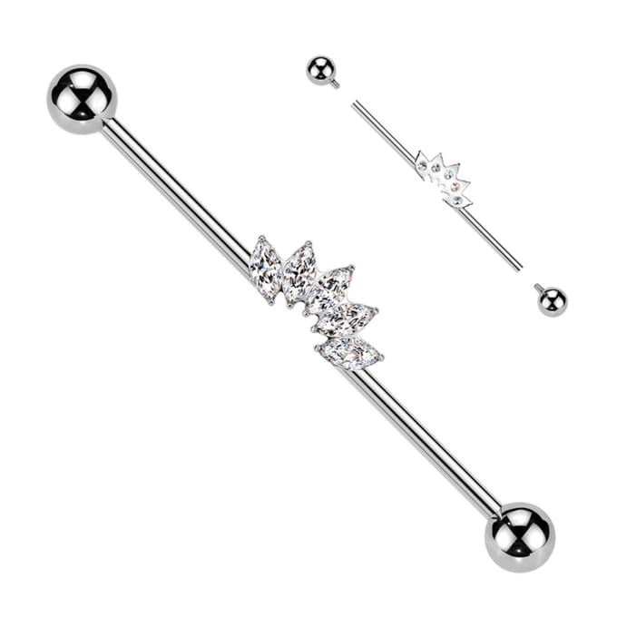 Industrial piercing titanium 5 Marquise fan - zilver - LMPiercings