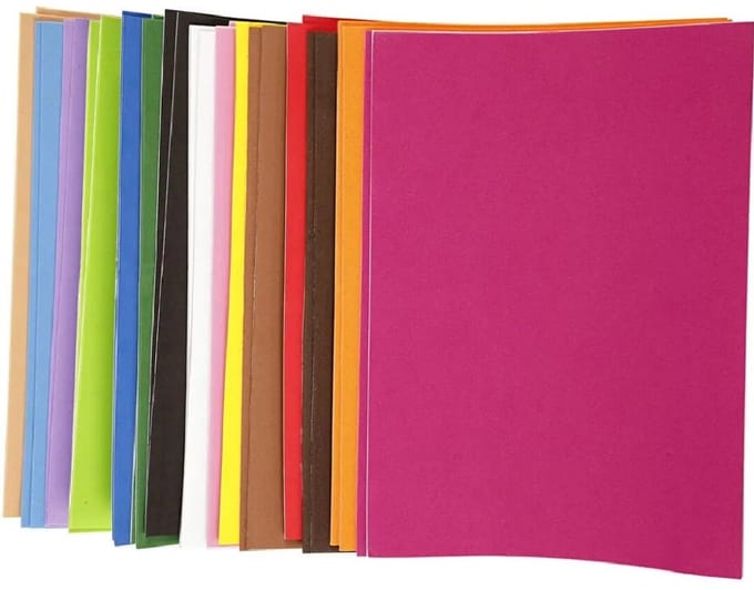 EVA foam vellen, A4 21x30 cm, dikte 2 mm, 30 div vellen