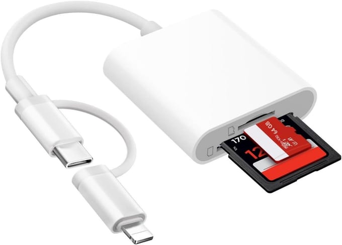 GELLDG SD-kaartlezer - USB-C SD/MicroSD-kaartlezer - 2-in-1 - Plug and Play - Draagbare kaartlezer - Compatibel met iPhone-interface en Type-C-interface