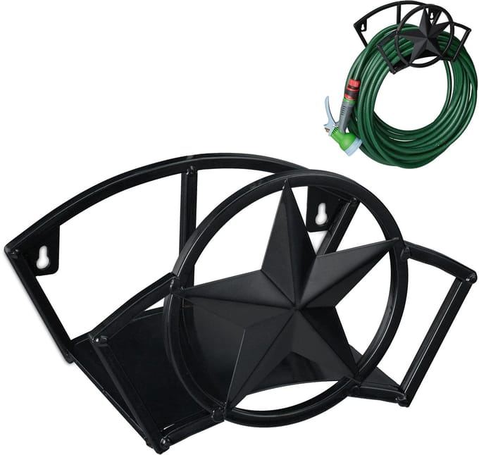 slanghouder - voor 45 m 5/8" tuinslang - staal - muur - zwart