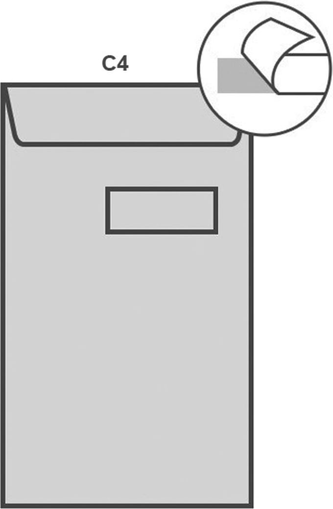 Specipack Witte akte envelop C4 229 x 324 mm venster rechts doos 250 stuks