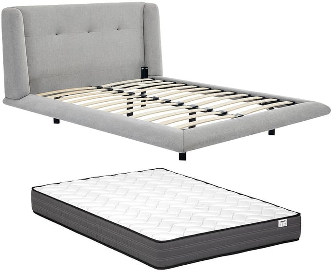 Vente-unique Bedframe stof lichtgrijs 140 x 190 cm
