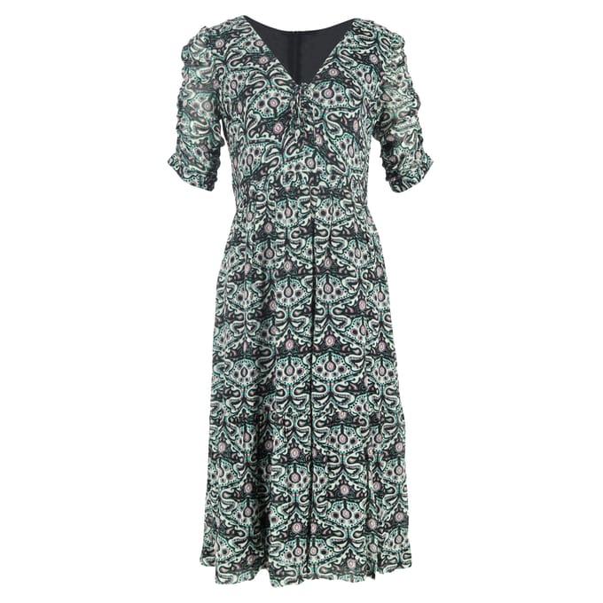 Ba&Sh bedrukte midi-jurk met geplooide mouwen in veelkleurige viscose
