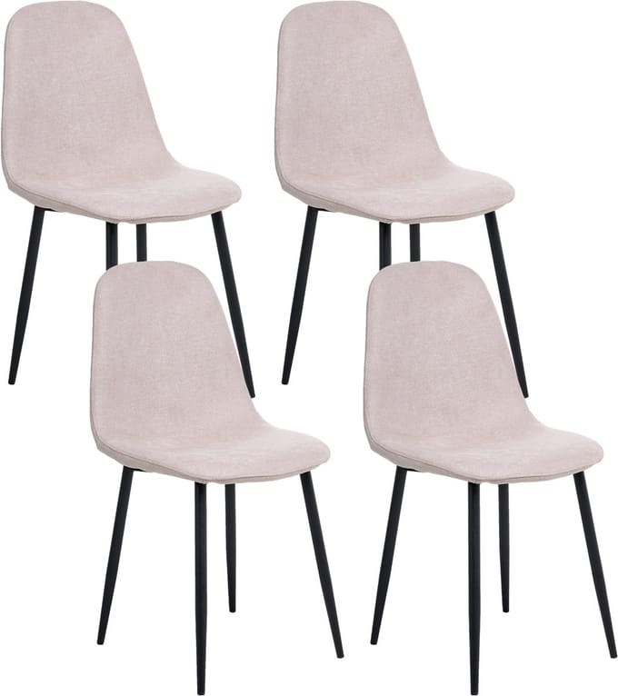 CRANDALL - Eetkamerstoel set van 4 - Beige - Polyester