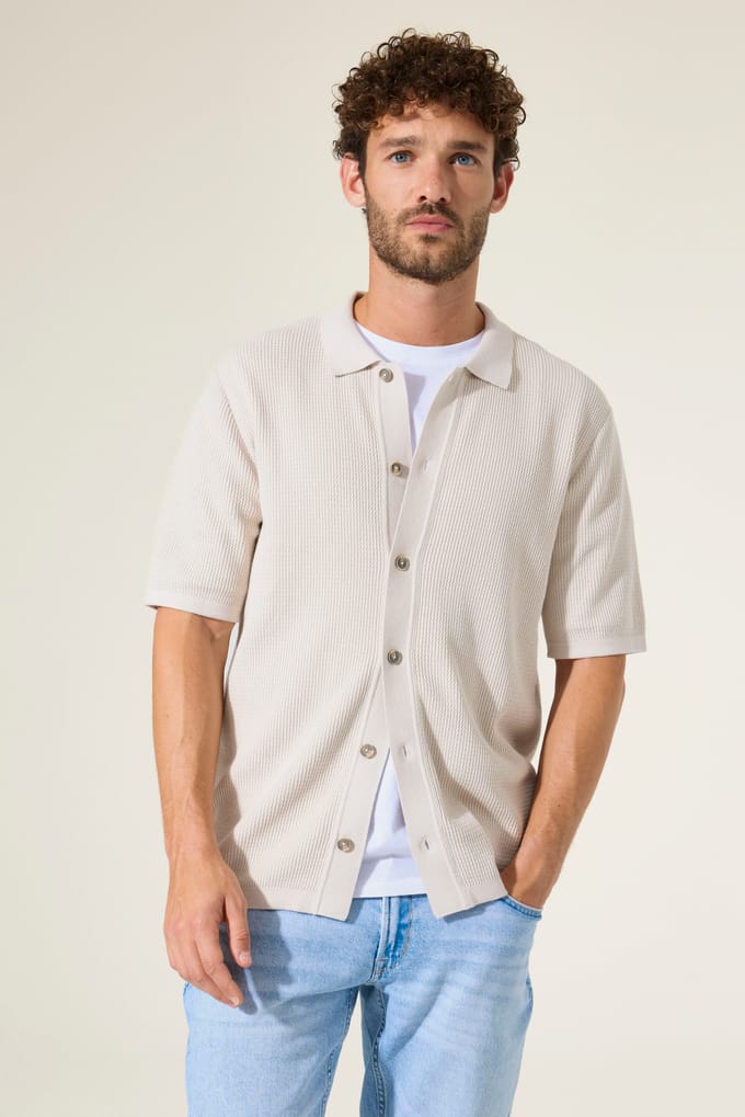 GARCIA Heren Effen Vest Wit Korte mouw