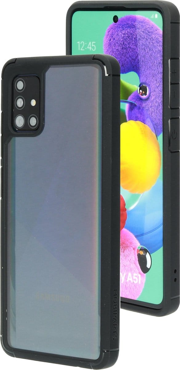 Mobiparts Rugged Clear Case geschikt voor Samsung Galaxy A51 - Zwart Transparant