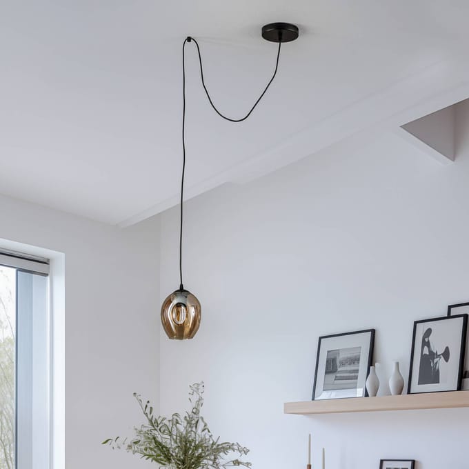 EMIBIG LIGHTING Hanglamp Starla decentrale 1-lamp, glas amber