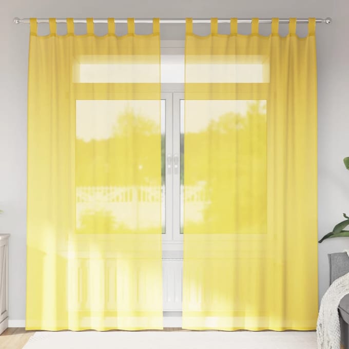 vidaXL - Gordijnen - met - lussen - 2 - st - 140x245 - cm - geel