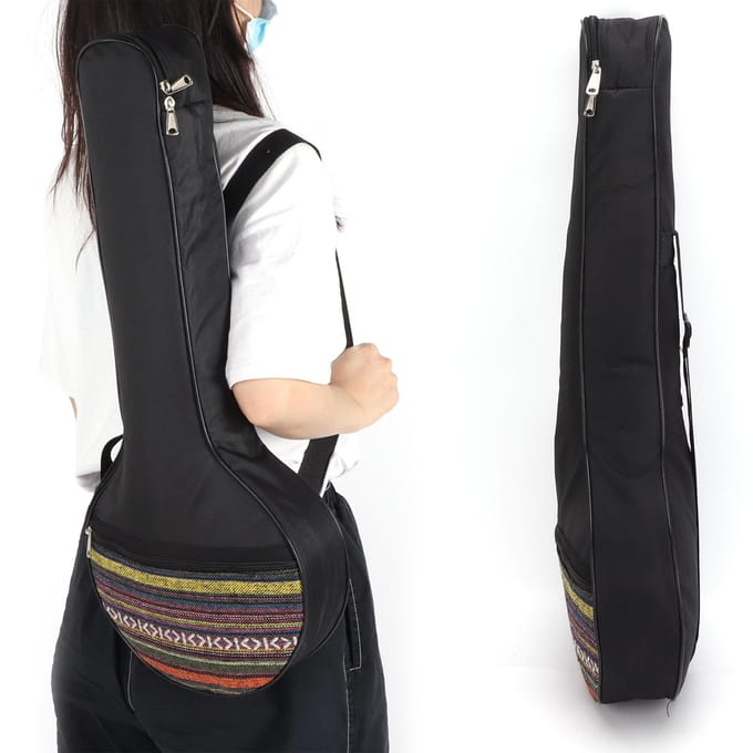 4-snarige Banjo Tas Gig Etnische Stijl Katoen met Verstelbare Riemen Instrument Accessoire black