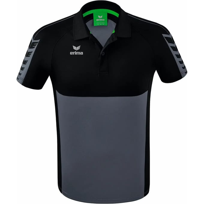 Erima Six Wings Polo Heren - Zwart / Slate Grey | Maat: L