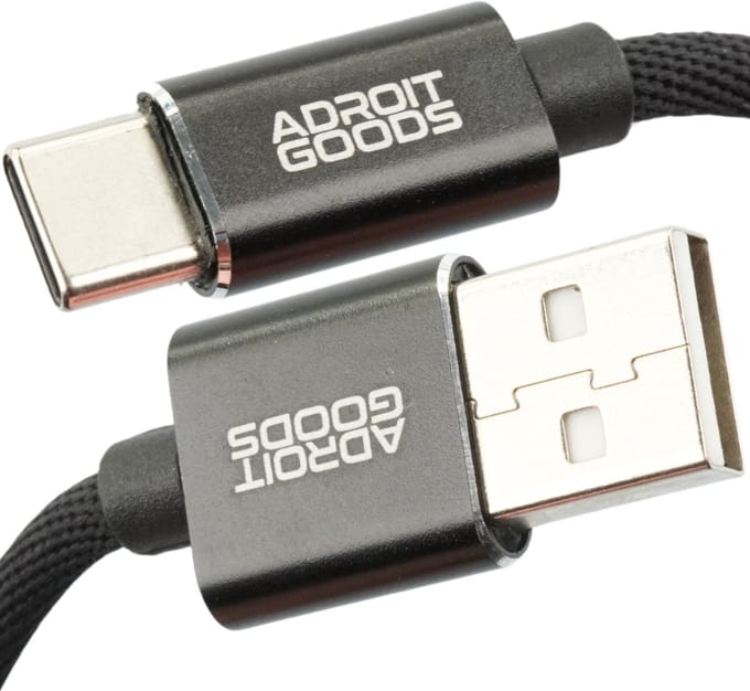 AdroitGoods USB-A naar Type-C kabel USB 2.0 met 2.4A snel laden - 1m - Aluminium Connector – Duurzame Data- & Laadkabel