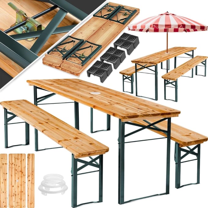 MMP® Biertafel - Biertafels - Biertafelset - 241x241x104cm - Bruin