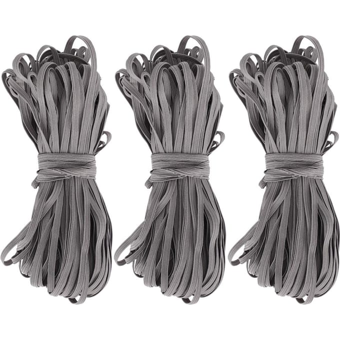 3 stuks 6mm Polyester Elastiek Flexibel Koord Tape Kledingaccessoires 30 Yard Rol Grijs gray