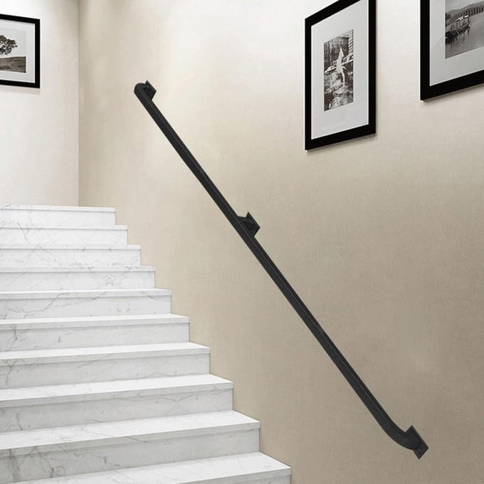 Trapleuning Wandmontage - Grijper Bar - Veiligheid Verhogen - Smeedijzeren Constructie - 30-600cm - Zwart