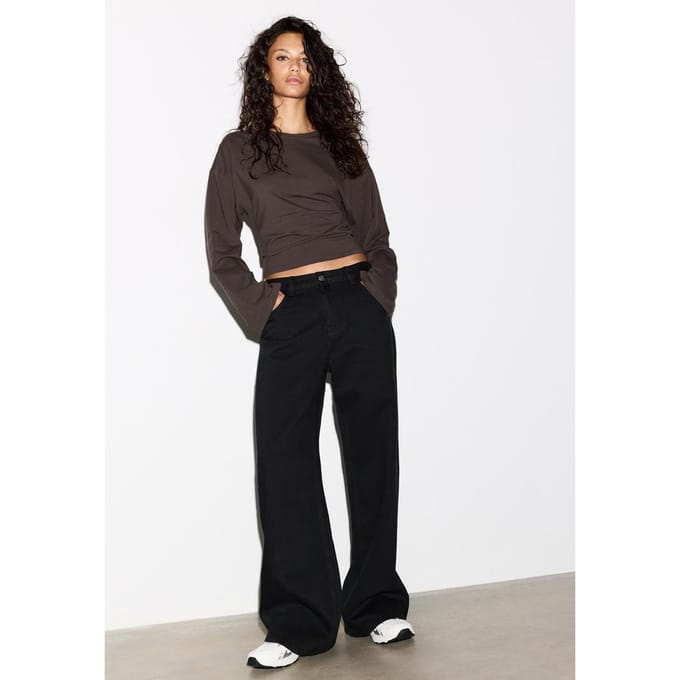 Stradivarius T-shirt met kimonomouw  Bruin M