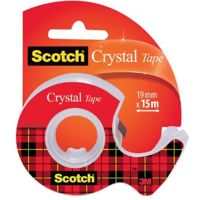 Plakband scotch crystal 600 19mmx15m transparant + Handdispenser